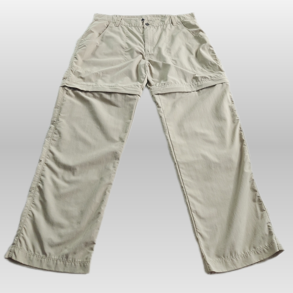 White Sierra Hiking Pants Large Beige Convertible Water Repellant Outdoor Shorts